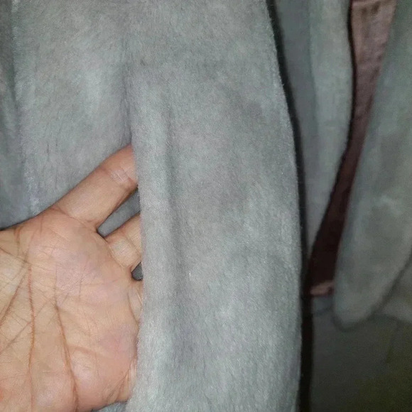 Vintage Ollegro Gray Faux Fur Coat Jacket Size Medium.  - Picture 3 of 12
